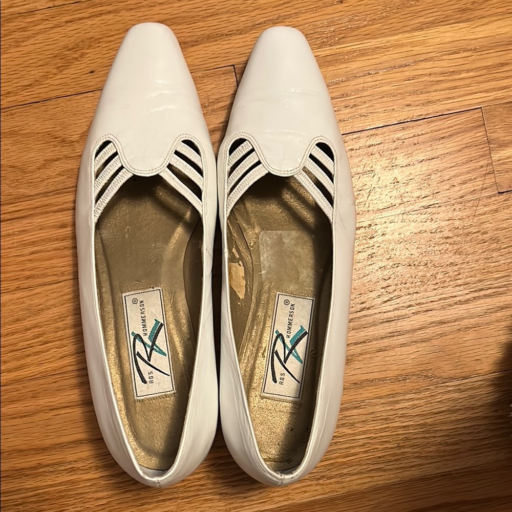 Ros Hommerson White Flats with Elegant Slip-On Design